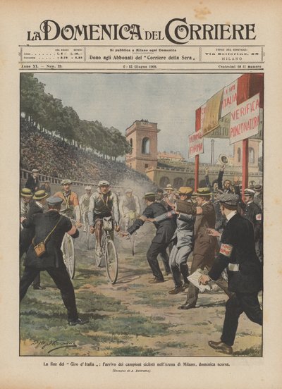 El final del Giro de Italia, la llegada de los campeones ciclistas en la Arena de Milán, el domingo pasado de Achille Beltrame