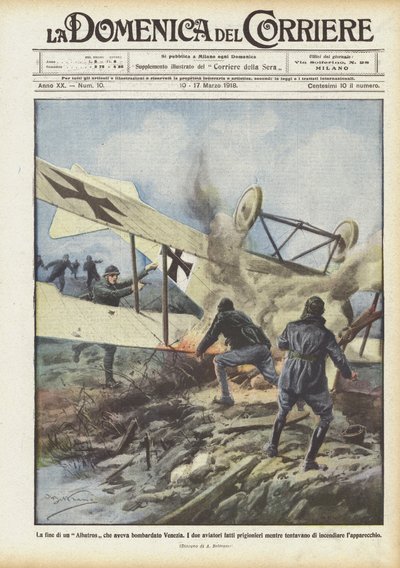 El fin de un Albatros que había bombardeado Venecia de Achille Beltrame