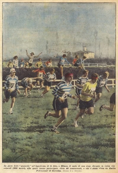 La carrera de las gacelas en el Hipódromo de San Siro, en Milán de Achille Beltrame
