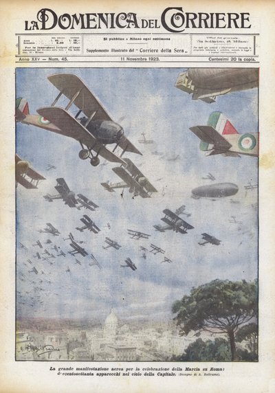 La gran manifestación aérea para la celebración de la Marcha sobre Roma, doscientos setenta de Achille Beltrame