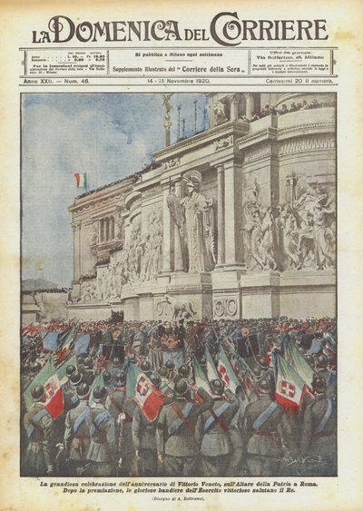 La grandiosa celebración del aniversario de Vittorio Veneto, en el Altar de la Patria en Roma de Achille Beltrame