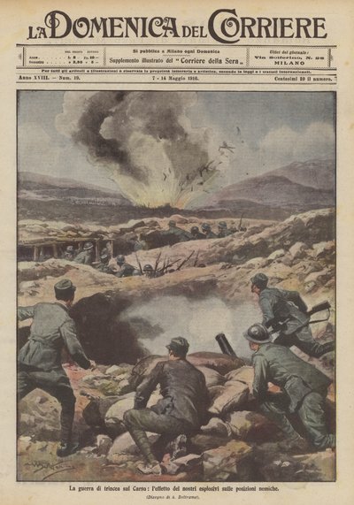 La guerra de trincheras en el Carso, el efecto de nuestros explosivos en las posiciones enemigas de Achille Beltrame
