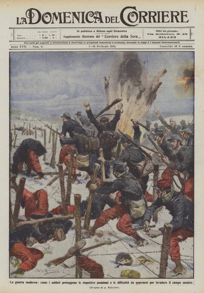 La guerra moderna, cómo los soldados protegen sus respectivas posiciones y las dificultades a superar de Achille Beltrame