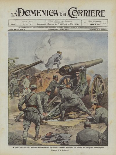 La guerra en los Balcanes, bombardeo obstinado y admirable resistencia de Scutari de Achille Beltrame