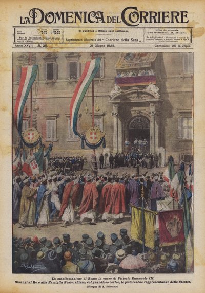 La manifestación de Roma en honor de Víctor Manuel III de Achille Beltrame