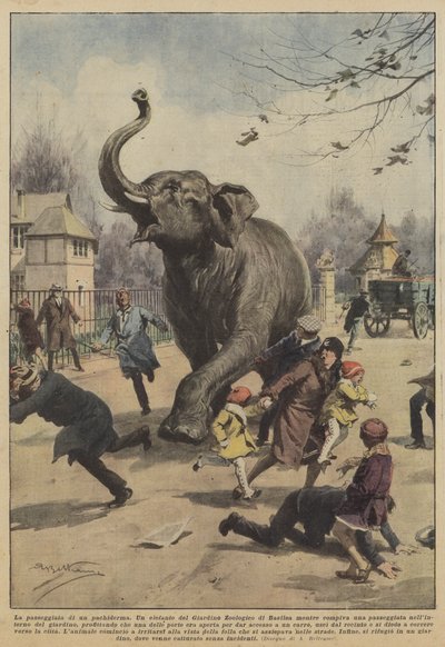 El paseo de un paquidermo de Achille Beltrame