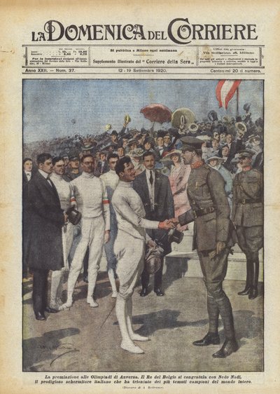 La premiación en las Olimpiadas de Amberes de Achille Beltrame