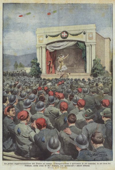 La primera representación del Teatro en el campo de Achille Beltrame