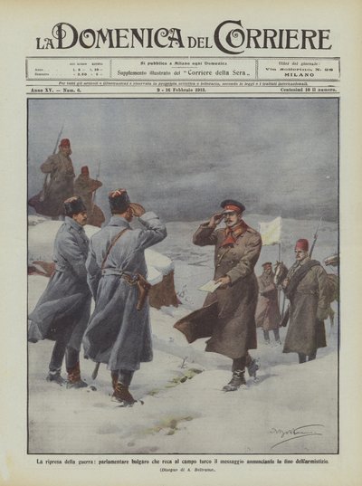 La reanudación de la guerra, parlamentario búlgaro que lleva al campo turco el mensaje anunciando de Achille Beltrame