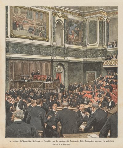 La reunión de la Asamblea Nacional en Versalles para la elección del Presidente de la República de Achille Beltrame