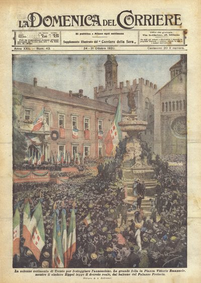 La solemne ceremonia en Trento para celebrar la anexión de Achille Beltrame