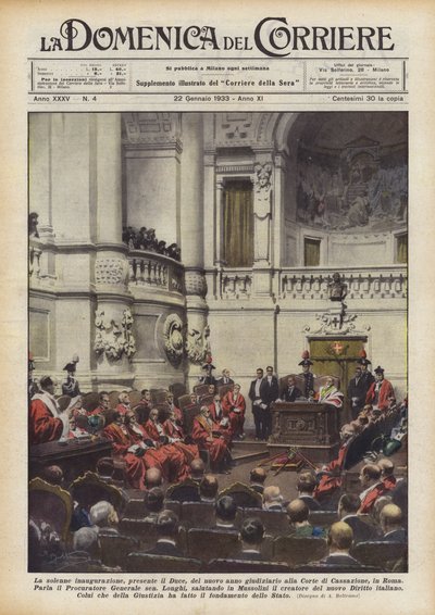 La solemne inauguración, con la presencia del Duce, del nuevo año judicial en la Corte de Casación, en Roma de Achille Beltrame