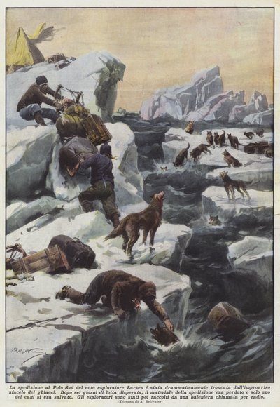 La expedición al Polo Sur del conocido explorador Larsen fue dramáticamente truncada de Achille Beltrame