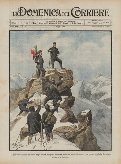 La expedición guiada por el Duque de los Abruzos conquista la cima del monte Ruwenzori de Achille Beltrame
