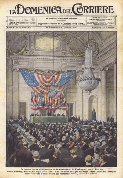La histórica escena de la apertura de la Conferencia de Washington para el desarme de Achille Beltrame