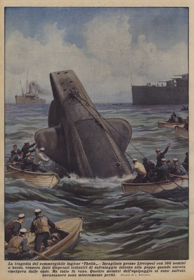La tragedia del submarino inglés Thetis de Achille Beltrame