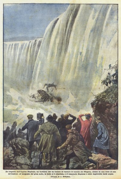 La tragedia del inglés Stephens, un barbero, que intentó cruzar las cataratas del Niágara de Achille Beltrame