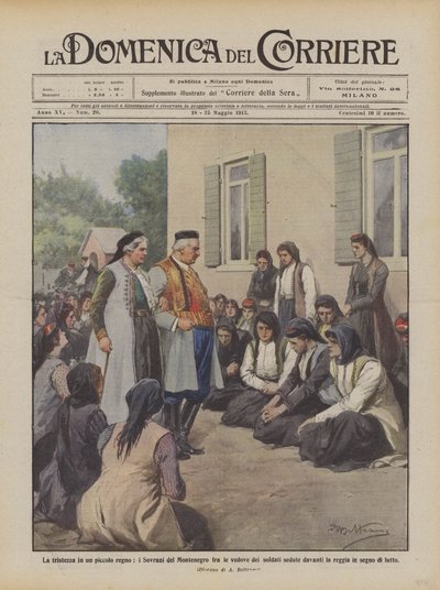 La tristeza en un pequeño reino, los Soberanos de Montenegro entre las viudas de los soldados de Achille Beltrame