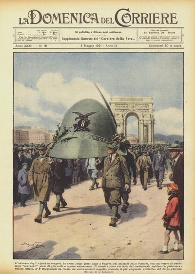 La reunión de los Alpinos en retiro tuvo lugar este año en Génova en la plaza de la Victoria de Achille Beltrame
