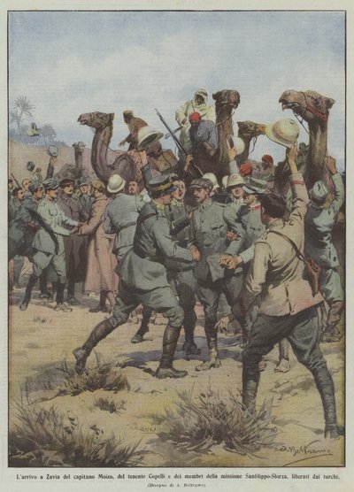 La llegada a Zavia del capitán Moizo, del teniente Copelli y de los miembros de la misión de Achille Beltrame