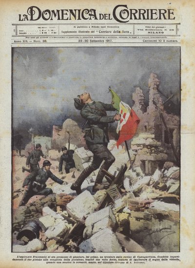 El aspirante Franceschi se había prometido plantar, él primero, una tricolor en las ruinas de Castagnevizza de Achille Beltrame