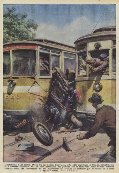 ¡El automóvil en la trampa! de Achille Beltrame