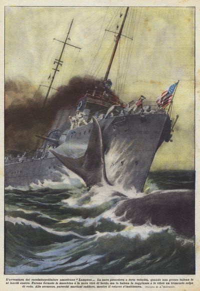 La aventura del destructor americano Lampson de Achille Beltrame