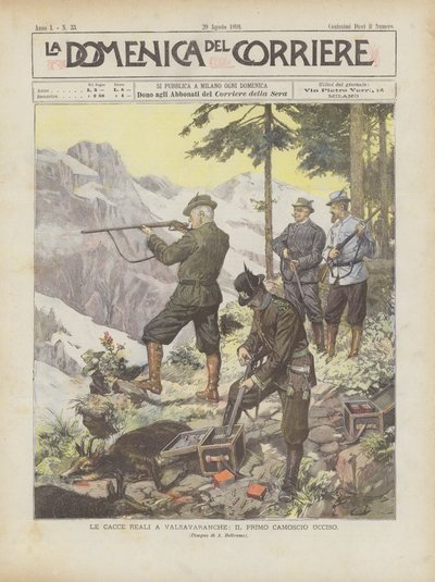 Las cacerías reales en Valsavaranche, el primer gamo cazado de Achille Beltrame