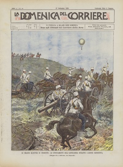 Las grandes maniobras en Piamonte, el desplazamiento de la artillería durante la acción definitiva de Achille Beltrame