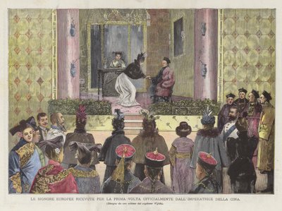Las señoras europeas recibidas por primera vez oficialmente por la emperatriz de China de Achille Beltrame