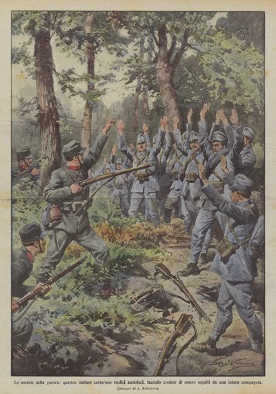 Las astucias de la guerra, cuatro italianos capturan a trece austriacos, haciéndoles creer que eran de Achille Beltrame