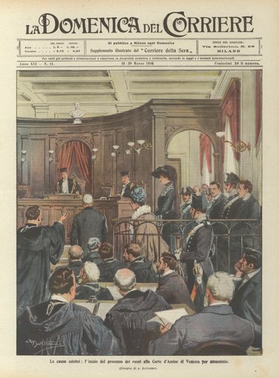 Las causas célebres, el inicio del juicio de los rusos en la Corte de Asís de Venecia por asesinato de Achille Beltrame