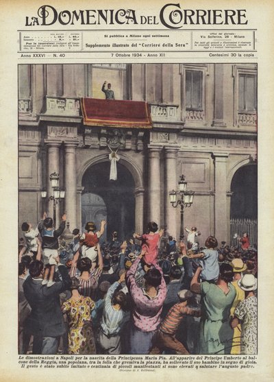 Las demostraciones en Nápoles por el nacimiento de la Princesa María Pía de Achille Beltrame