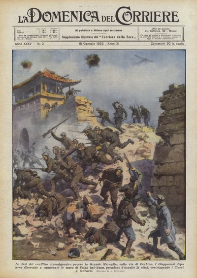 Las fases del conflicto chino-japonés cerca de la Gran Muralla, en el camino a Pekín de Achille Beltrame