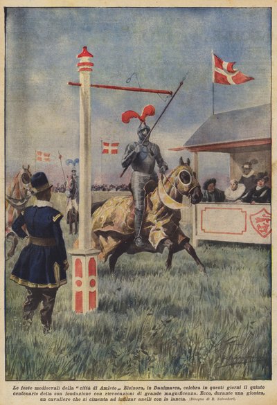 Las fiestas medievales de la ciudad de Hamlet de Achille Beltrame