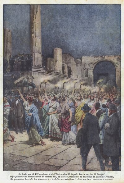 Las fiestas por el VII centenario de la Universidad de Nápoles de Achille Beltrame