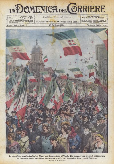 Las grandiosas manifestaciones de Fiume por la anexión a Italia de Achille Beltrame