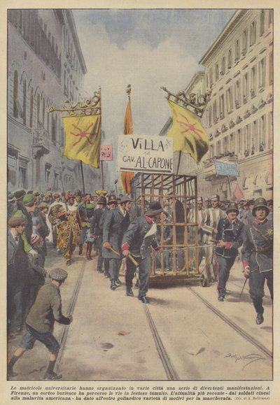 Las novatadas universitarias organizaron en varias ciudades una serie de divertidas manifestaciones de Achille Beltrame