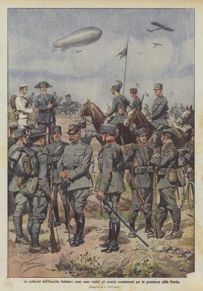 Los uniformes del Ejército Italiano, cómo están vestidos los hombres combatientes por la grandeza de la Patria de Achille Beltrame