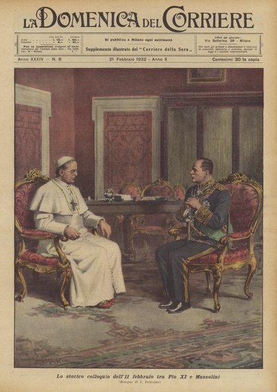 La histórica reunión del 11 de febrero entre Pío XI y Mussolini de Achille Beltrame