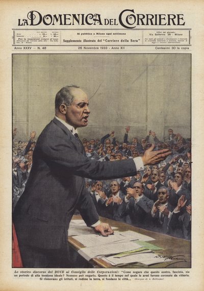 El histórico discurso del Duce en el Consejo de Corporaciones, ¿Cómo negar que este nuestro? de Achille Beltrame