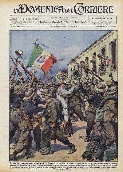 El histórico encuentro de los combatientes de Badoglio y Graziani en la zona de Harrar de Achille Beltrame