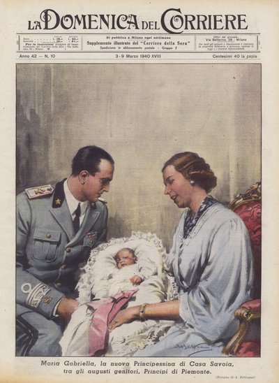 María Gabriella, la nueva princesita de la Casa de Saboya, entre sus augustos padres, Príncipes de Piamonte de Achille Beltrame