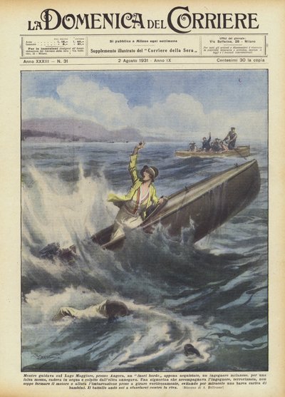 Mientras conducía en el Lago Maggiore, cerca de Angera, un fuera de borda recién comprado de Achille Beltrame