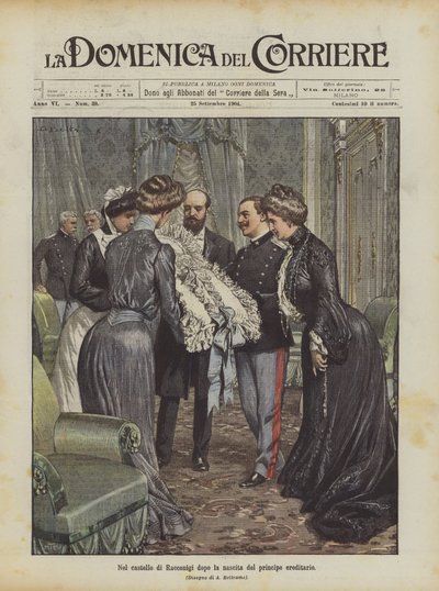 En el castillo de Racconigi después del nacimiento del príncipe heredero de Achille Beltrame