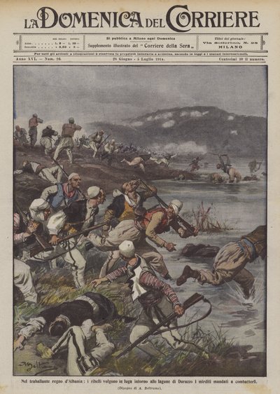 En el tambaleante reino de Albania, los rebeldes huyen alrededor de las lagunas de Durazzo de Achille Beltrame