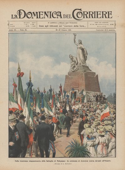 En el cincuentenario de la batalla de Melegnano, la ceremonia del domingo pasado frente al Osario de Achille Beltrame