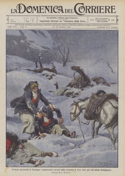 Nevadas excepcionales en Cerdeña, comerciantes atrapados por la tormenta de nieve en los desfiladeros del monte Gennargentu de Achille Beltrame