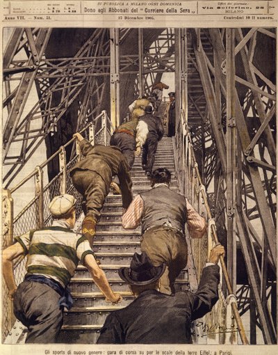 Nuevos deportes: carrera de escaleras en la Torre Eiffel en París, 17 de diciembre de Achille Beltrame