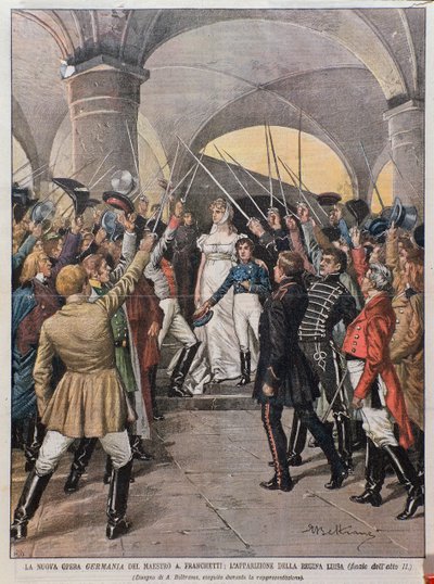 Representación de la ópera Germania por Alberto Franchetti (1860-1942) en el Teatro alla Scala en Milán en 1902 de Achille Beltrame